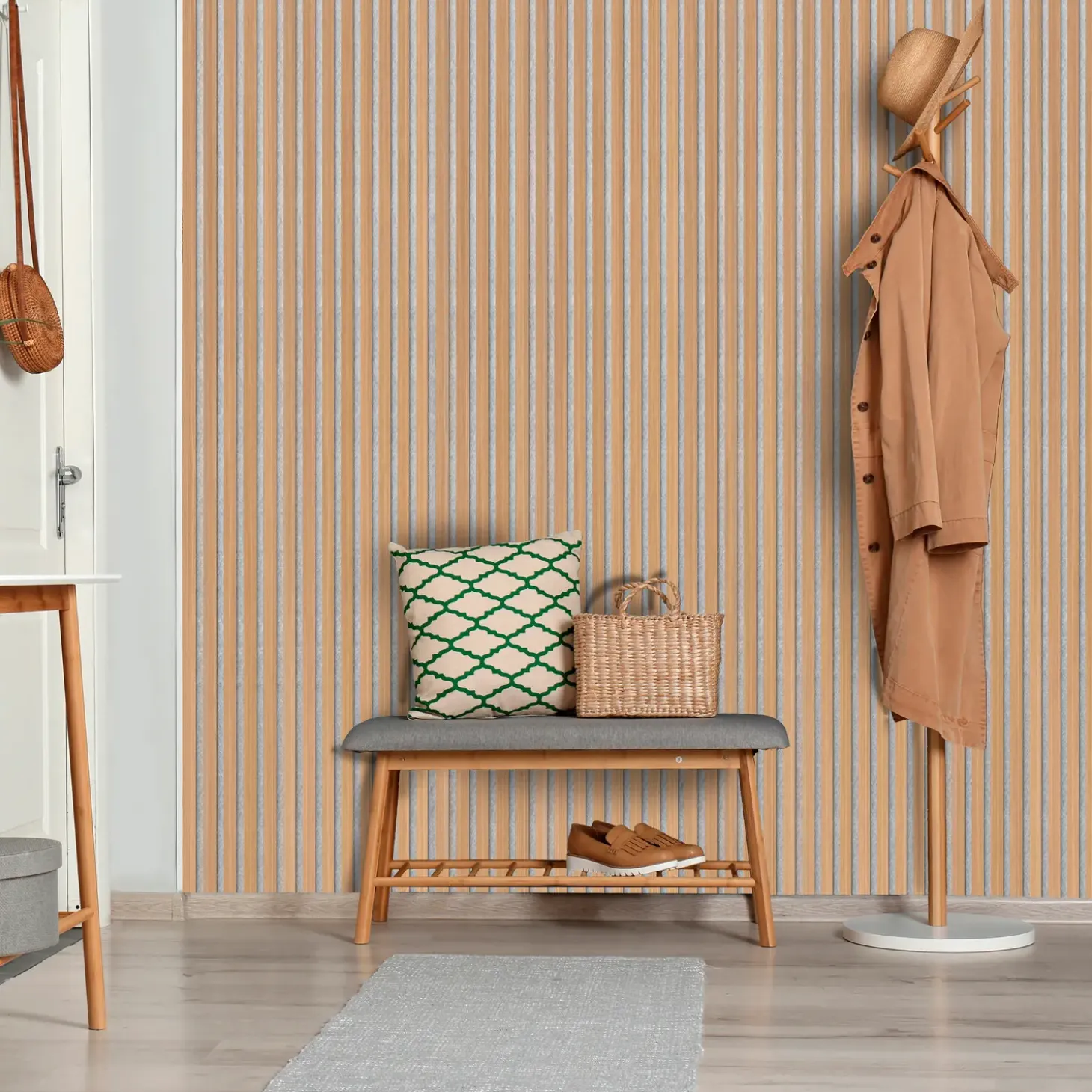 Fibrotech Quanti akustikpanel 18x520x2440 mm light oak m/grå polyester