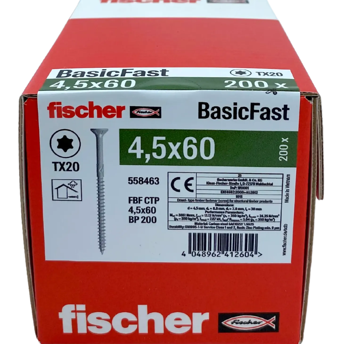 Fischer Basic Fast CTP BT spånskrue 4,5x50 200 stk