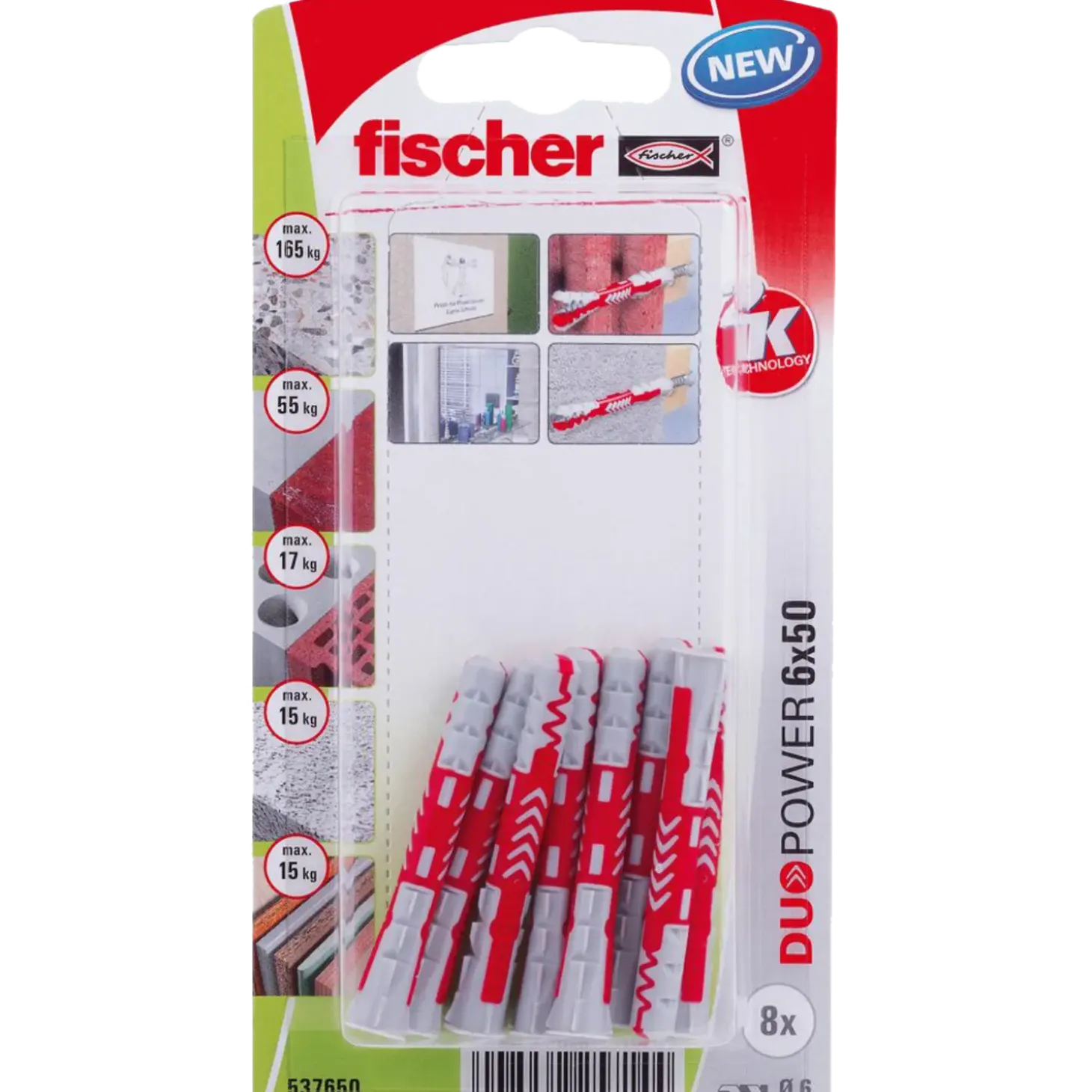 Fischer DuoPower universaldybel 6x50 mm 8 stk