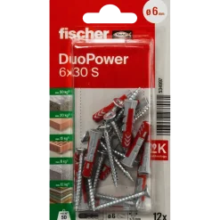 Fischer DuoPower universaldybel med skrue 6x30 mm 12 stk