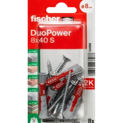 Fischer DuoPower universaldybel med skrue 8x40 mm 8 stk