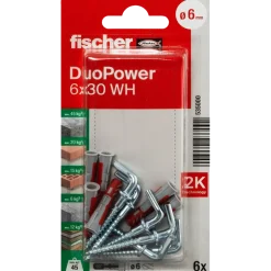 Fischer DuoPower universaldybel med vinkelkrog 6x30 mm 6 stk