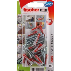 Fischer DuoPower universaldybel med skrue 5x25 mm 18 stk