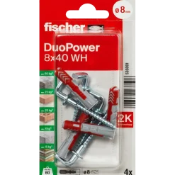 Fischer DuoPower universaldybel med vinkelkrog 8x40 mm 4 stk