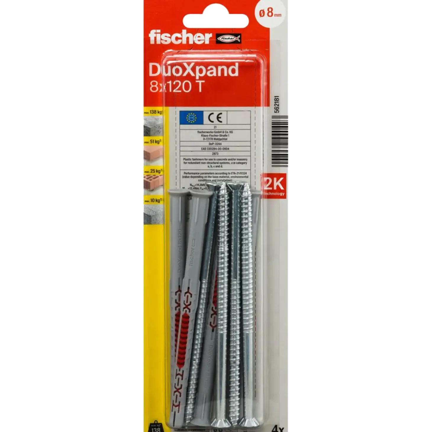 Fischer Duoxpand karmdyvel 8x80 elforzinket 4 stk