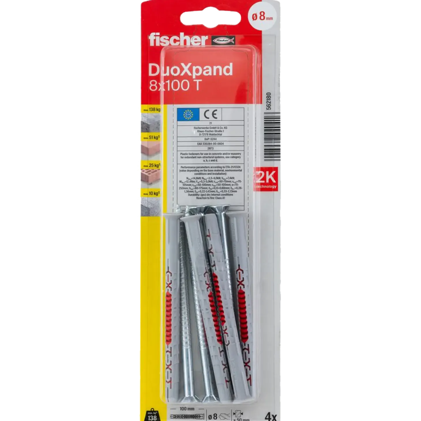 Fischer Duoxpand karmdyvel 8x80 elforzinket 4 stk