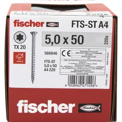 Fischer FTS-ST terrasseskrue 5,0x70 A4 TX20 110 stk