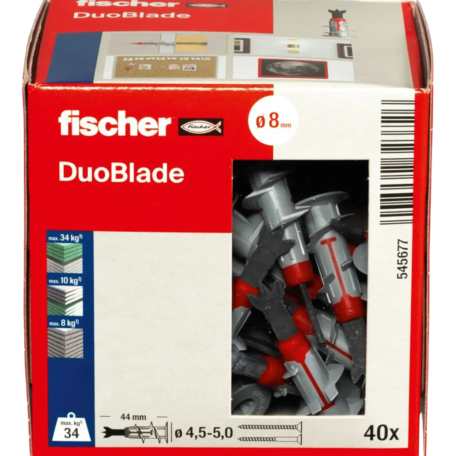 Fischer gipsdyvel duoblade DIY uden skrue 40 stk