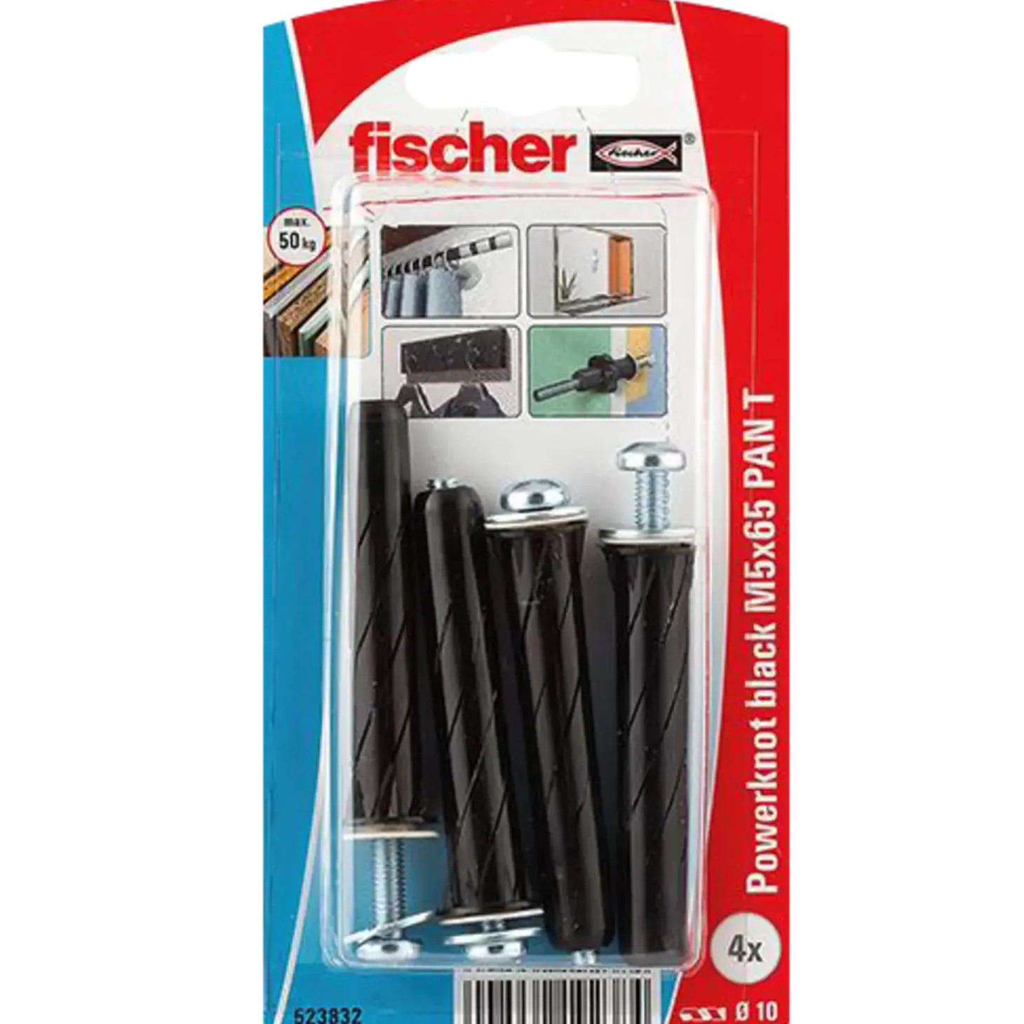 Fischer PowerKnot hulrumsdyvel - DIY PK Sort Pan PT M5x65 4 stk