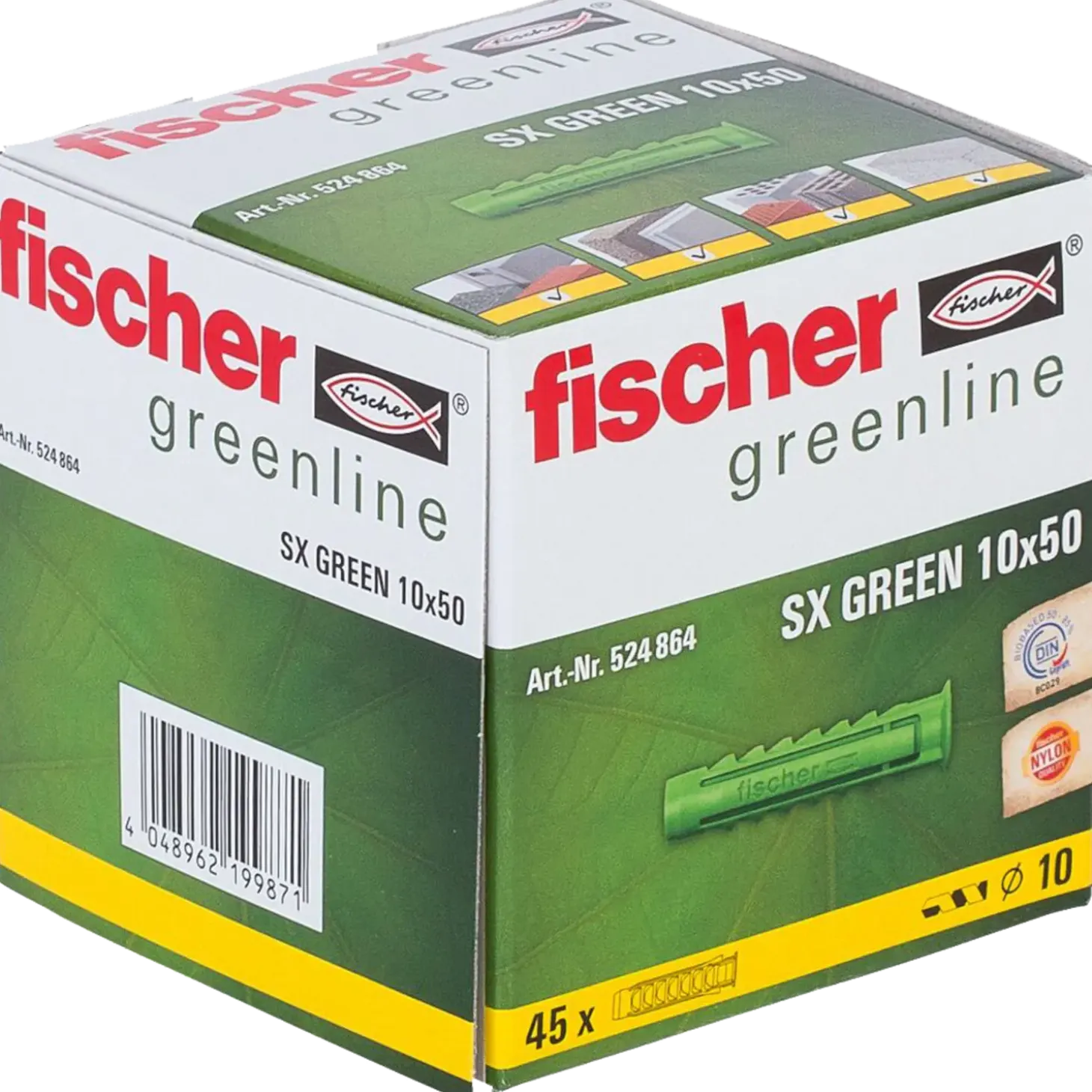 Fischer SX Green dyvel m/krave 10x50 mm 45 stk