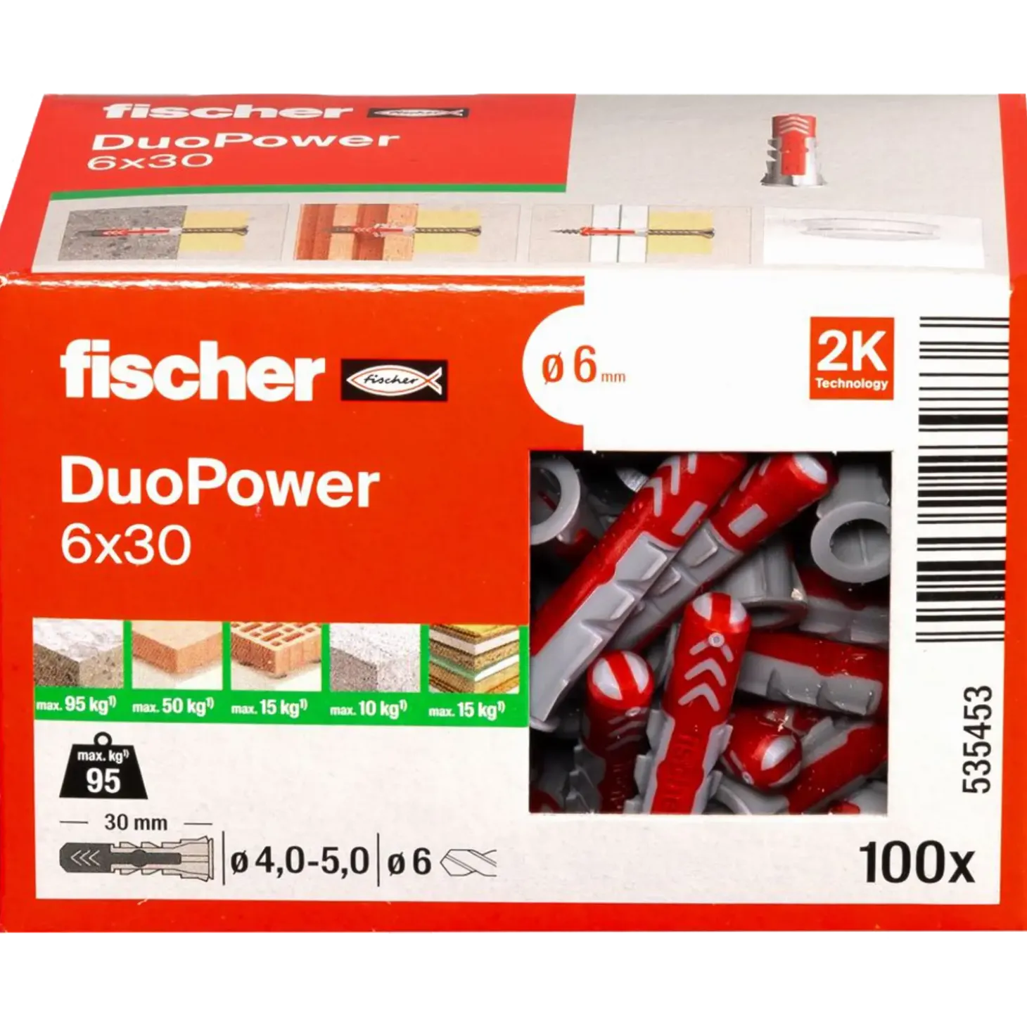 Fischer universaldybel duopower 6x30 DIY 100 stk
