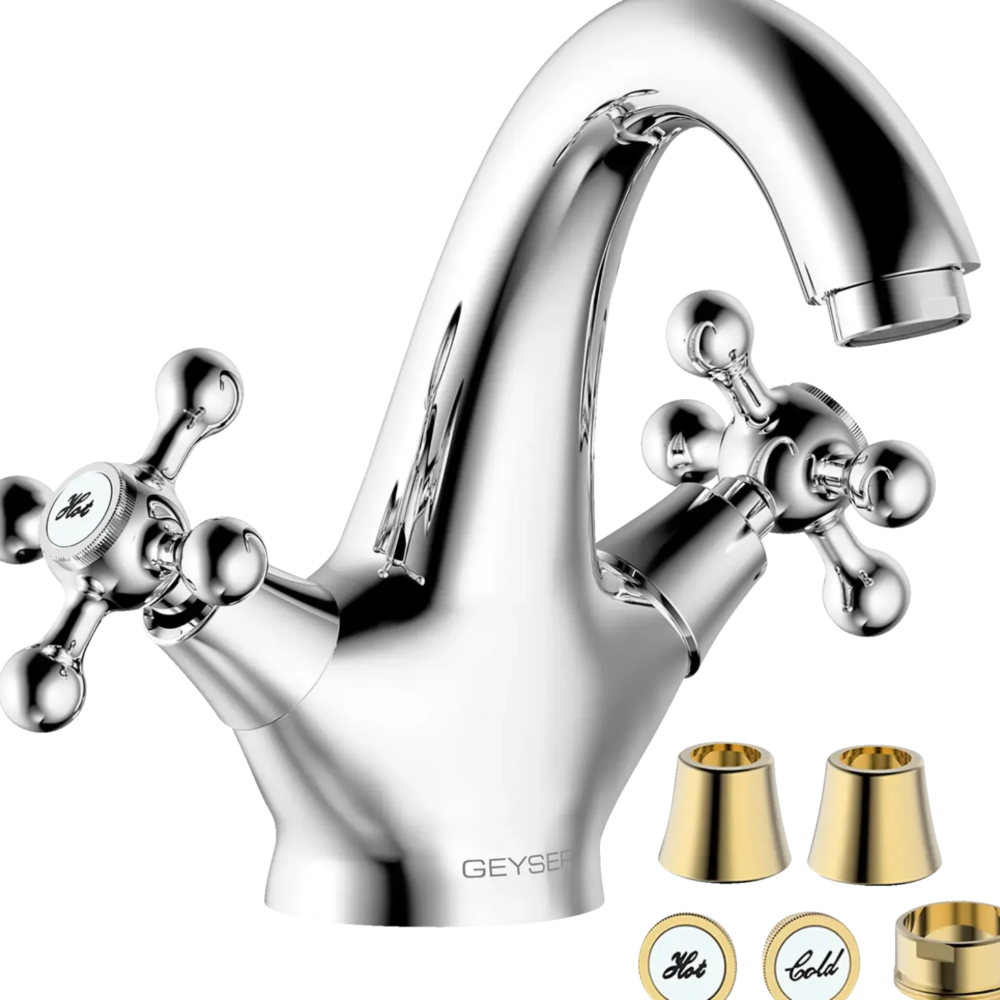 Geyser magnolia håndvask armatur krom/guld