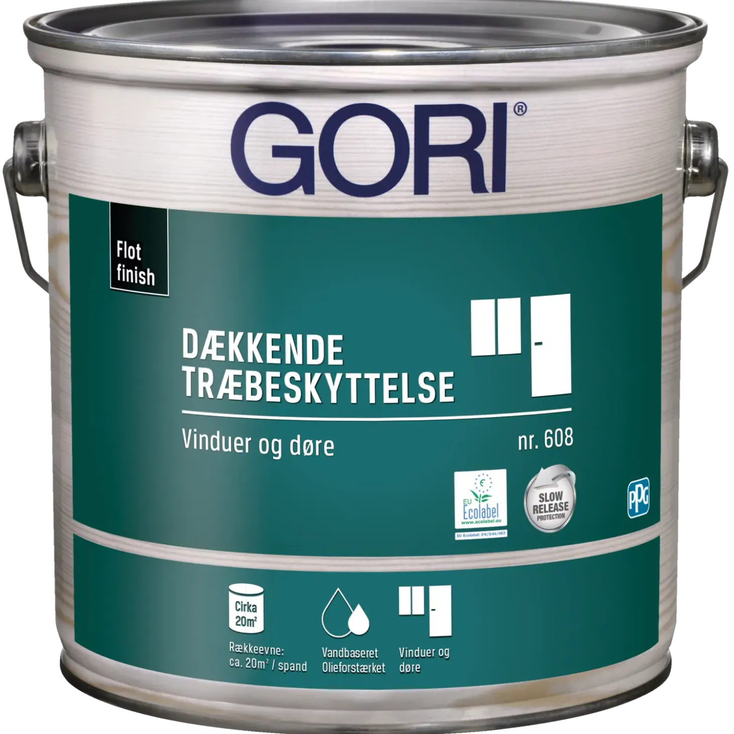 GORI 608 dækkende træbeskyttelse vinduesmaling ral 9010 hvid 0,75 L