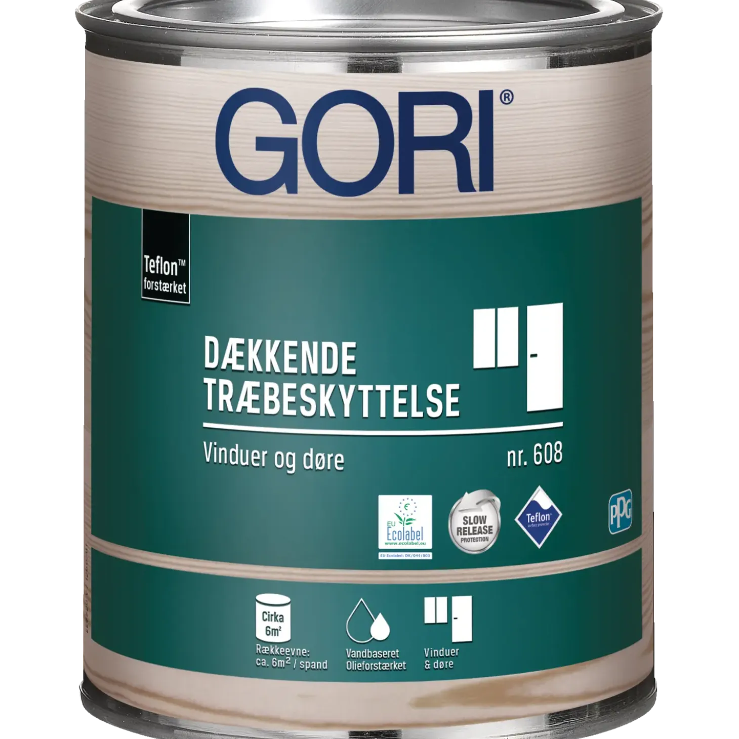 GORI 608 dækkende træbeskyttelse vinduesmaling ral 9010 hvid 0,75 L