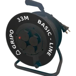 Gripo kabeltromle m/ 4 udtag og jord 33 m