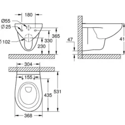 Grohe Bau Ceramic væghængt toilet rimless