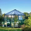 Halls Atrium drivhus grøn med hærdet glas og polycarbonat 9,0 m²