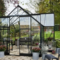 Halls Garden Room drivhus grøn med hærdet glas, inkl. sokkel 12,9 m²