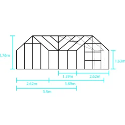 Halls Garden Room drivhus grøn med hærdet glas, inkl. sokkel 12,9 m²