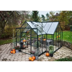 Halls Garden Room drivhus grøn med hærdet glas, inkl. sokkel 12,9 m²