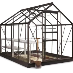 Halls Popular 86 drivhus sort med delt glas, inkl. sokkel 5,0 m²