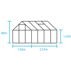 Halls Popular 86 drivhus sort med delt glas, inkl. sokkel 5,0 m²