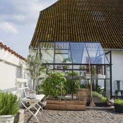 Halls Qube+ 88 drivhus sort med hærdet glas 6,6 m²