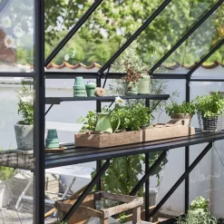 Halls Qube+ 88 drivhus sort med hærdet glas 6,6 m²