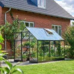 Halls Qube 610 drivhus sort med hærdet glas 6,4 m²