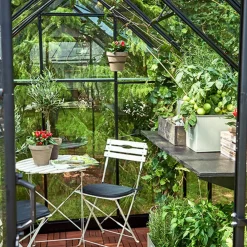Halls Qube 610 drivhus sort med hærdet glas 6,4 m²