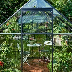 Halls Qube 610 drivhus sort med hærdet glas 6,4 m²