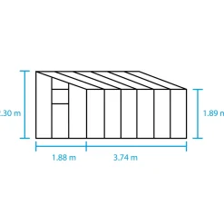 Halls Qube Lean-To 612 vægdrivhus sort med hærdet glas 7,1 m²