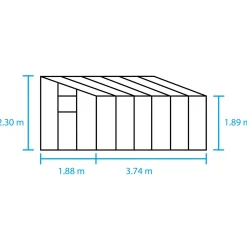 Halls Qube Lean-To 612 vægdrivhus sort med hærdet glas 7,1 m²