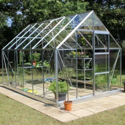 Halls Universal 128 drivhus alu. med delt glas, inkl. sokkel 9,9 m²