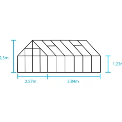 Halls Universal 128 drivhus alu. med delt glas, inkl. sokkel 9,9 m²