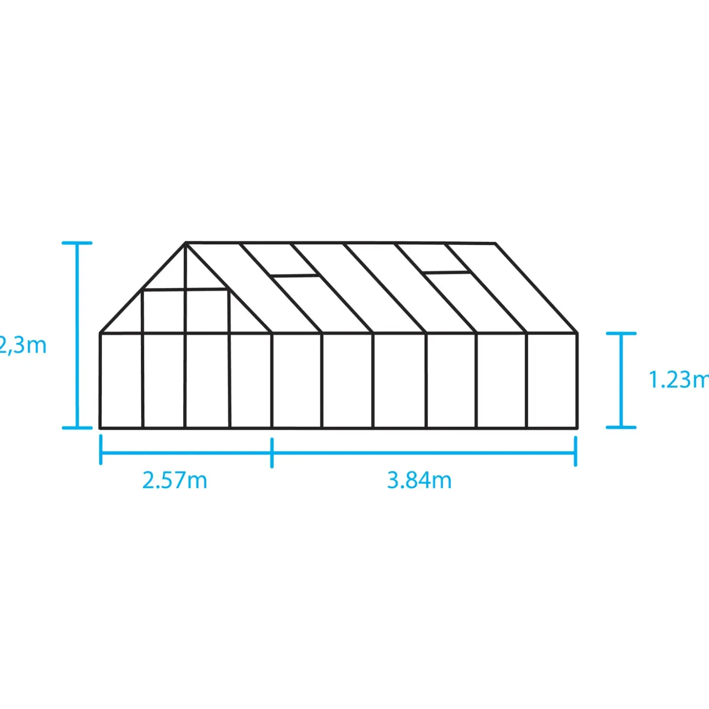 Halls Universal 128 drivhus sort, inkl. sokkel 9,9 m²