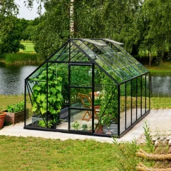 Halls Universal 128 drivhus sort, inkl. sokkel 9,9 m²