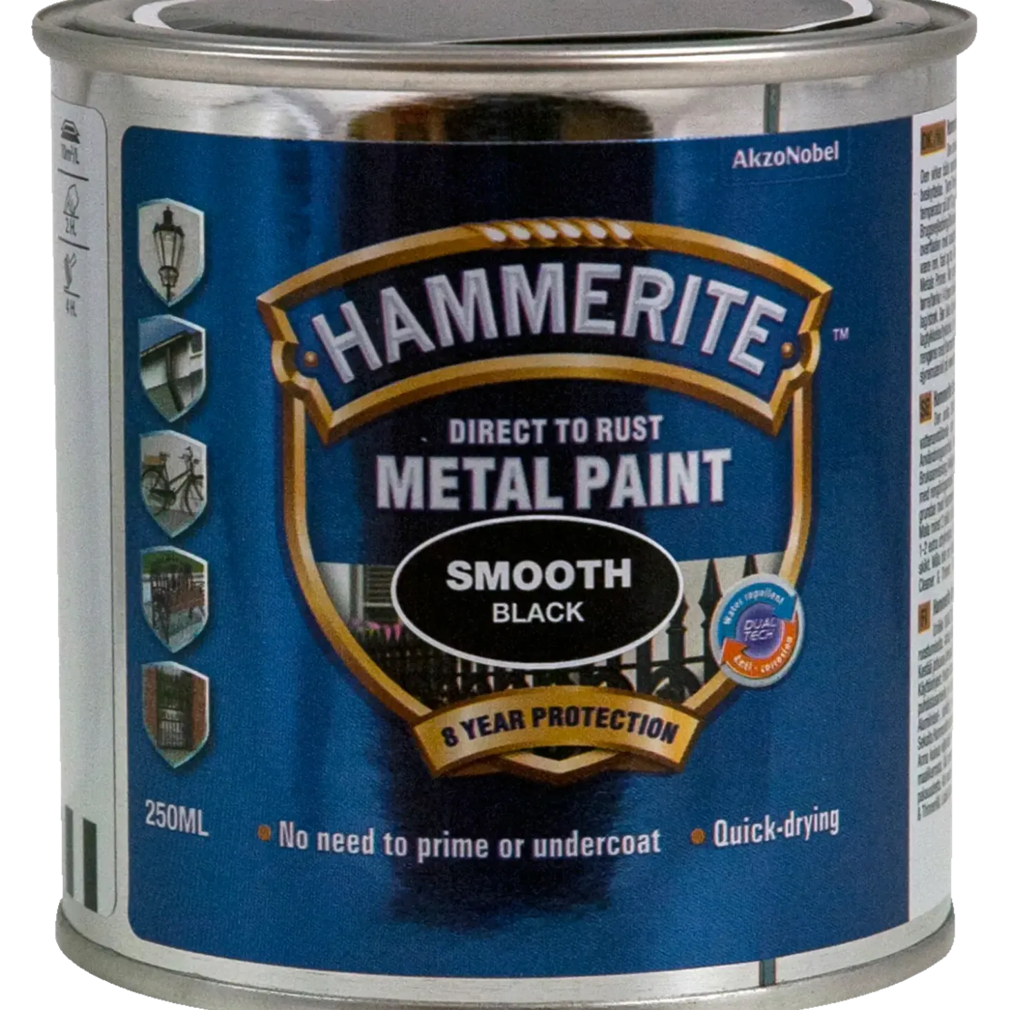 Hammerite glat-effekt metalmaling sort 250 ml