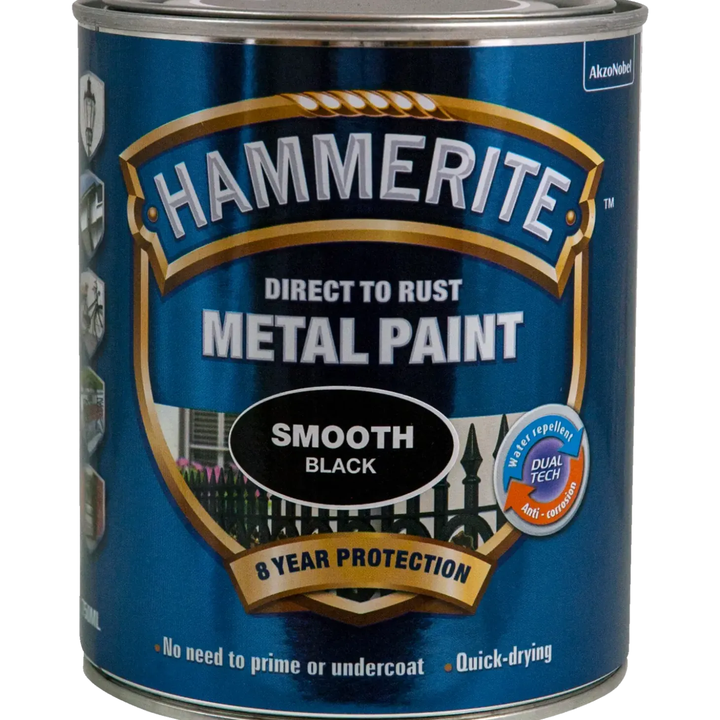 Hammerite glat-effekt metalmaling sort 250 ml