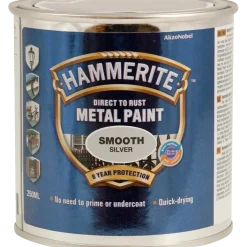 Hammerite glat-effekt metalmaling sølv 250 ml