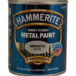 Hammerite glat-effekt metalmaling sølv 250 ml