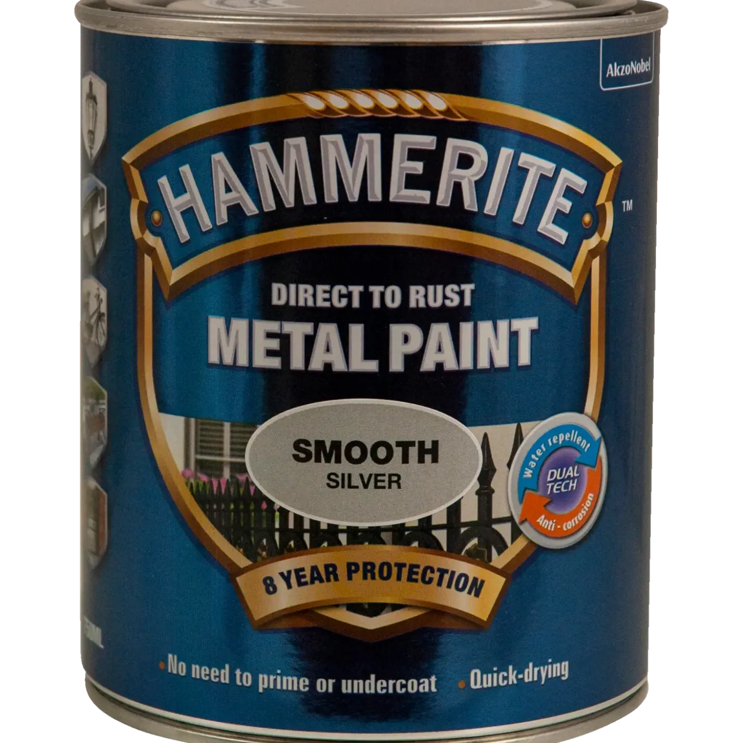 Hammerite glat-effekt metalmaling sølv 250 ml