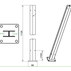 H-stolpe m/fod varmgalvaniseret 23 mm sporbredde