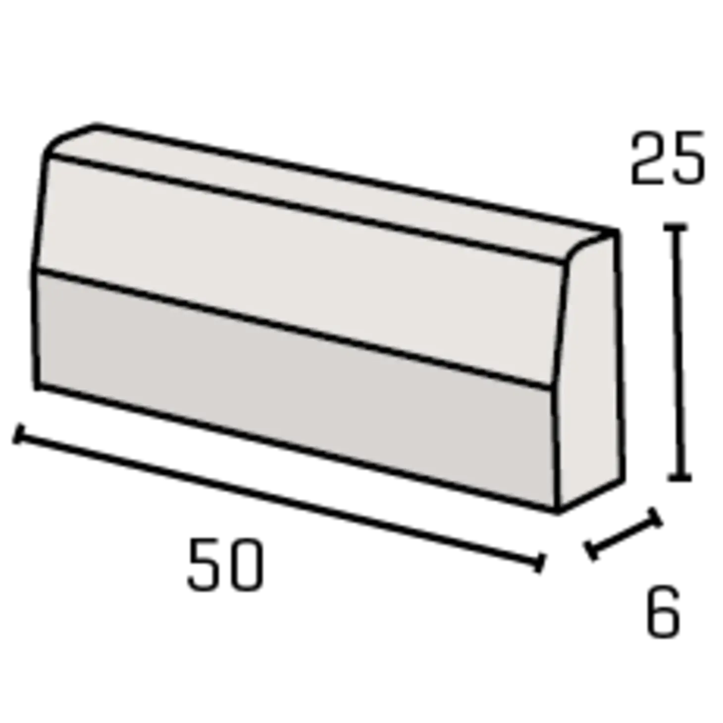 IBF havekantsten m. skrå forkant, 6x25x50 cm
