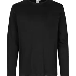ID Interlock herre langærmet t-shirt sort str. XL