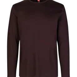 ID Interlock herre langærmet t-shirt mørk bordeaux str. XL