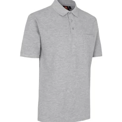 ID klassisk herre poloshirt grå melange str. 2XL