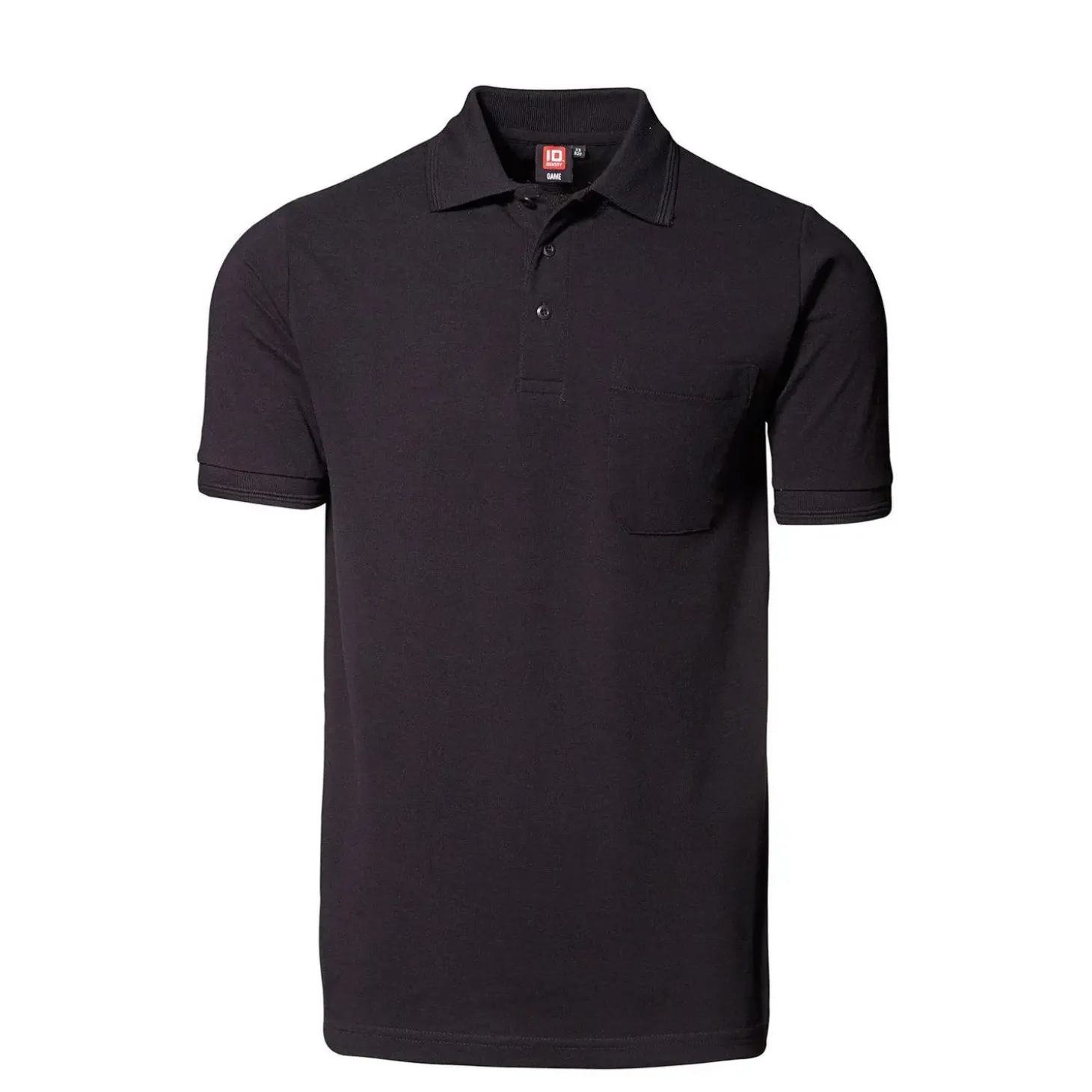 ID klassisk herre poloshirt sort str. M