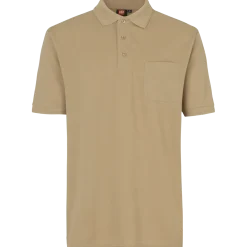 ID klassisk poloshirt med lomme sand str. 2XL