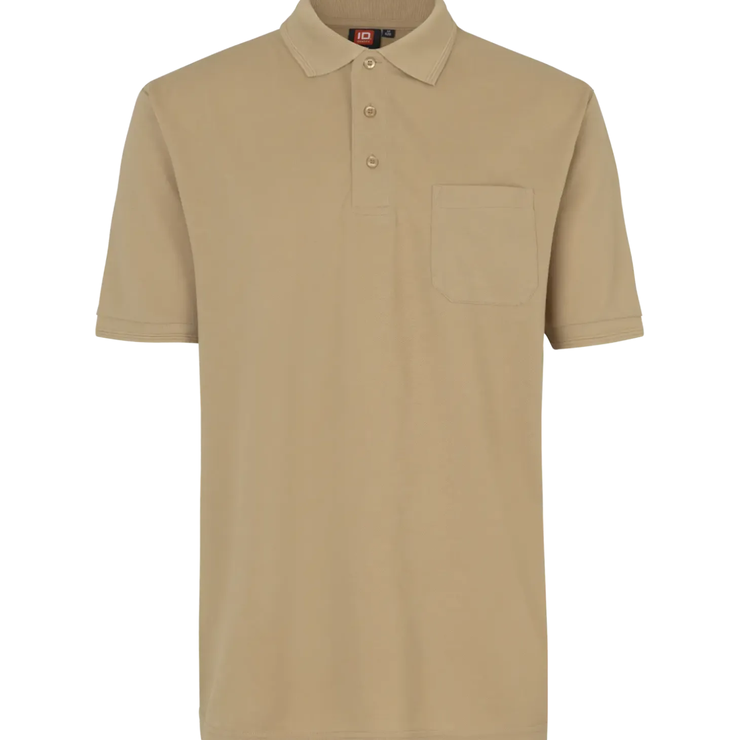 ID klassisk poloshirt med lomme sand str. 2XL